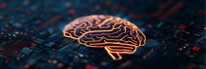 A digital representation of a brain with intricate circuitry, symbolizing the intersection of technology and neuroscience.