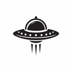Black and white icon of a flying saucer
