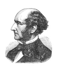 John Stuart Mill, 1806 -1873, British philosopher, political economist, and civil servant. One of the most influential thinkers of the 19th century, old vintage illustration, 1899 © Timofeeff