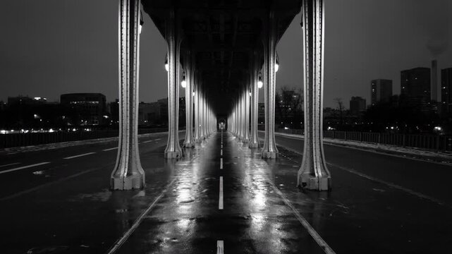 Bir Hakeim Bridge Black and White cinematic view