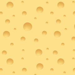 Vector cheese background in color pattern.Vector seamless pattern of cheese slice with yellow holes.