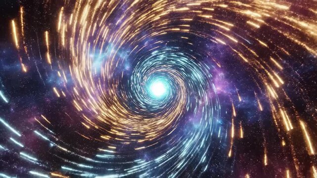 Dynamic space vortex with swirling stars and cosmic energy for science fiction content