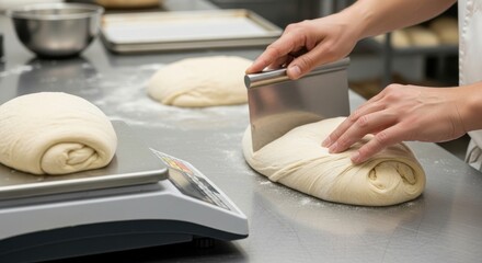 Cut bread into even pieces on the kitchen counter