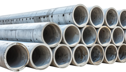  Stack of Concrete Pipes Isolated on Transparent Background