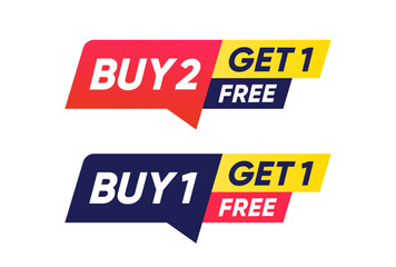 Buy 1 Get 1 Free & Buy 2 Get 1 Free &ndash; Promo Speech Bubble Badges 