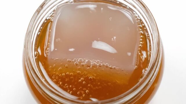 Top-down time-lapse of a kombucha SCOBY growing in a glass jar