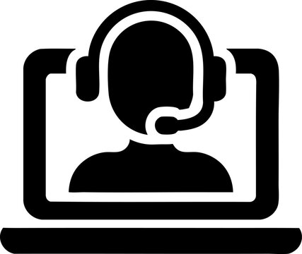 Flat black vector icon of live chat window representing customer support interaction