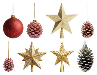 Obraz premium PNG Festive ornaments for holiday decor, element set on transparent background