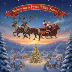 Noël Magique : Le Traîneau magique au Crépuscule Hivernal