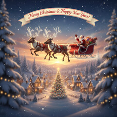 Noël Magique : Le Traîneau magique au Crépuscule Hivernal