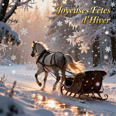 Noël Magique : Le Traîneau magique au Crépuscule Hivernal