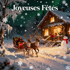 Noël Magique : Le Traîneau magique au Crépuscule Hivernal