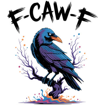 F-Caw-F SVG, F-Caw-F PNG, FcawF DTF Print, Funny Gothic Raven Art,Crow Digital Art,Funny Raven Design,Printable Bird Clipart,Dark Bird Humor