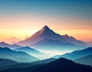 "Twilight Peaks: A Symphony of Shadows and Sunrise Haze"
