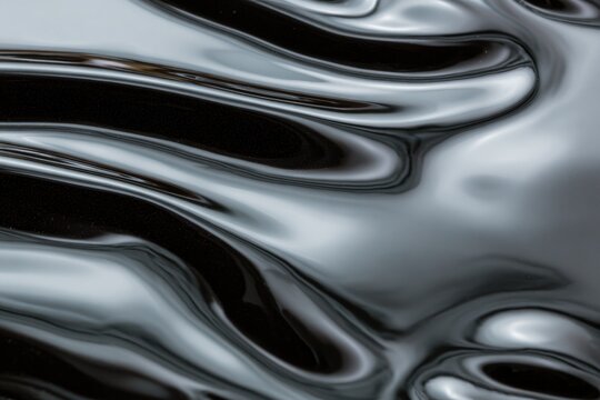 Glistening black oil flows smoothly, showcasing rich textures an