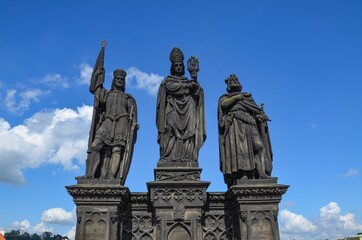 Fototapeta premium Czech Republic, Prague September 6, 2025 statues of saints on the Charles Bridge in Prague
