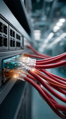Network switch cable ethernet data center connection demonstrate essential link vital for high speed information transmission