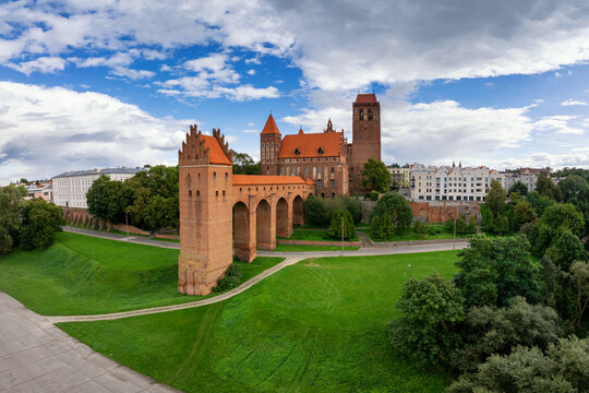 drone view of Kwidzyn Castle and its landmark five-arcade dansker