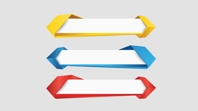 Three colorful 3d banner shapes for text or infographic elements