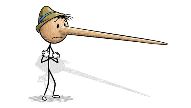 Cartoon character with a very long nose illustration.
