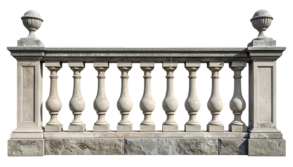 Stone Balcony Railing with Decorative Columns Cut Out PNG