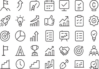 Business strategy and success icon set for growth and planning Vector
