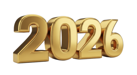 2026 Gold 3D Rendered Text Future Year, New Beginnings, and Anticipated Events in the Coming Year