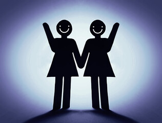 Close up of paper man and woman.