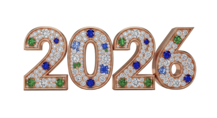 2026 New Year's Illustration with gemstones, creating a visually stunning design