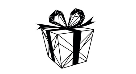 Modern geometric gift box with bow vector design
