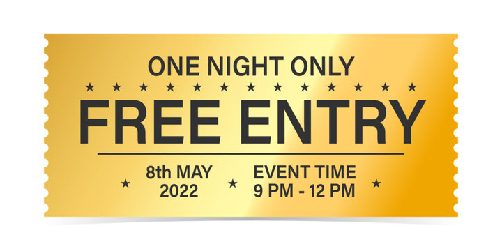 Luxury gold ticket for cinema and coupon template vector isolated.
