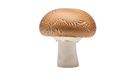 Whole cremini mushroom with smooth brown cap and thick stem—rounded, fresh, and ideal for culinary, botanical, or educational reference