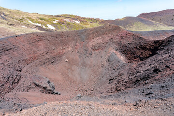 landscape on Mount Etna in Sicily during a sunny day