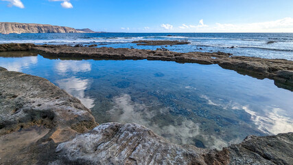 Natural volcanic pool near Playa de las Americas beach, Tenerife, Canary Islands. Spain.