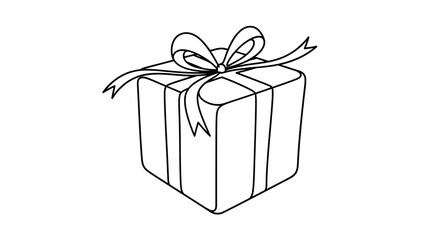 Modern abstract ribbon gift box line art design