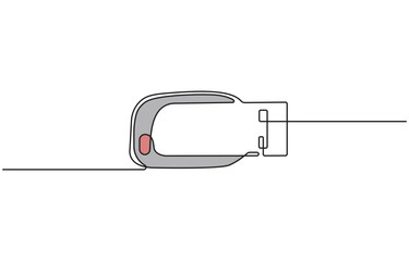 Continuous one line drawing of modern USB flash drives vector illustration, isolated on transparent background.