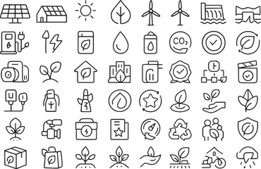 Eco-friendly icons collection: renewable energy, nature and sustainability Vector