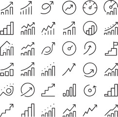 Collection of growth and progress graph icons Vector