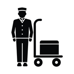 Bellhop Cart Icon Vector Illustration