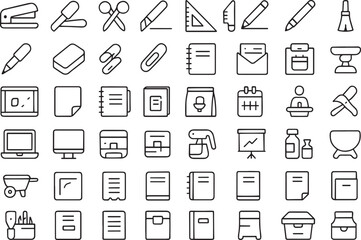 Set of office and school supplies icons, vector illustration Vector