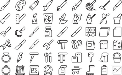 Art and craft tools collection icon set Vector
