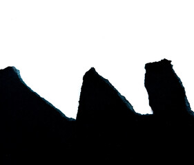 Black Torn Paper Edge Texture on White Background