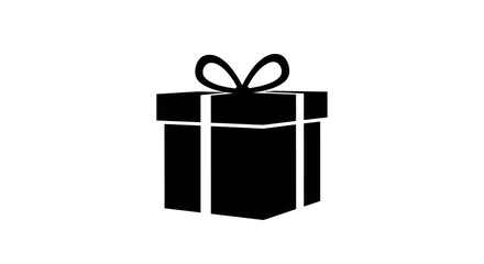 Minimalist silhouette gift box with ribbon icon