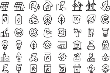 Eco friendly icons set for sustainability and green energy concepts. Vector