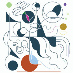 Conceptual Abstract Clipart,Surreal Line Art Set