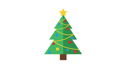 Flat cut paper style christmas tree silhouette simple block shape