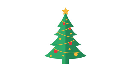 Flat cut paper style christmas tree silhouette simple block shape