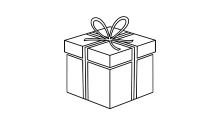 Minimalist line art present box with ribbon