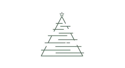 Fototapeta premium Minimalist linear christmas tree design with red and green accents