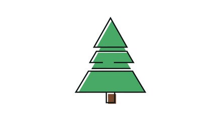 Modern flat christmas tree icon with crisp outline